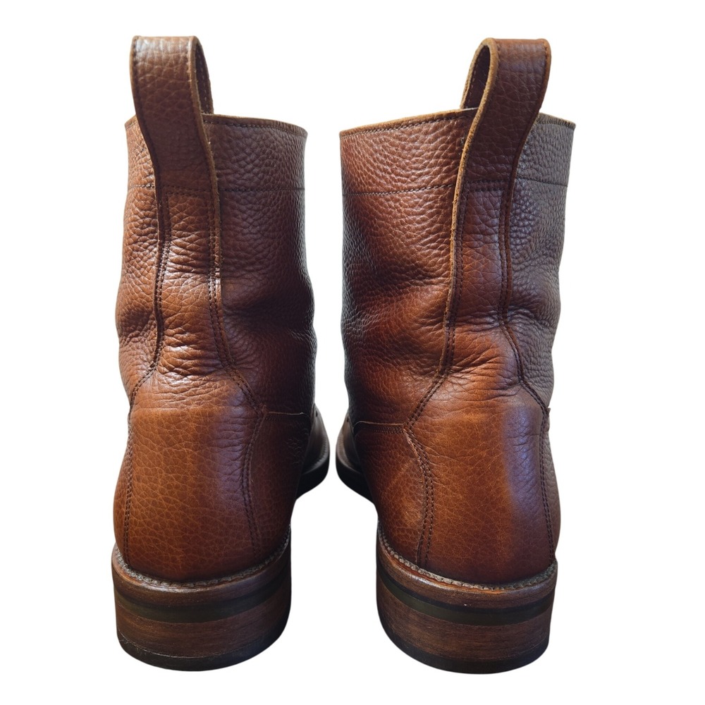 RARE VINTAGE Ralph Lauren Pebbled Leather Cap Toe BOOTS Womens 10B Brown LACE-UP - Picture 5 of 9